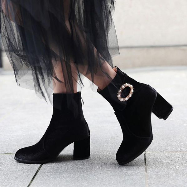 boots big size -17 women shoes ankle for ladies pearl bow decoration, Black 
boots big size -17 women shoes ankle for ladies pearl bow decoration, Black