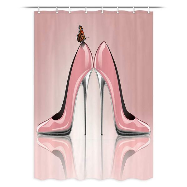 lady decor shower curtain, fashion pink high-heeled shoes and butterfly, polyester fabric bath curtains set with hooks 48w x 70l
lady decor shower curtain, fashion pink high-heeled shoes and butterfly, polyester fabric bath curtains set with hooks 48w x 70l