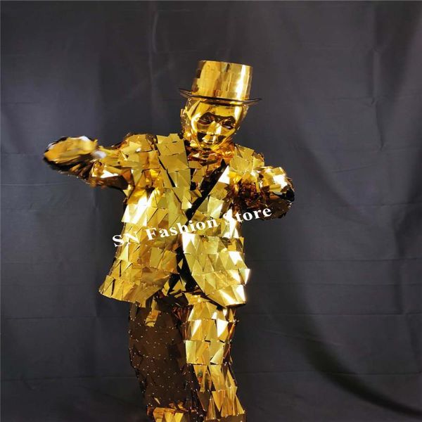 party decoration q16 gold mirror men suit robot performance stage dance costumes bar model wear jacket hats dj show outfit singer
party decoration q16 gold mirror men suit robot performance stage dance costumes bar model wear jacket hats dj show outfit singer