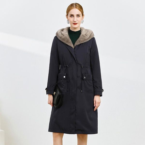 women's fur & faux whole mink liner detachable medium length parka hooded school overcome winter double-faced, Black
women's fur & faux whole mink liner detachable medium length parka hooded school overcome winter double-faced, Black
