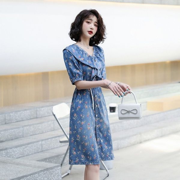 casual dresses summer sweet floral denim dress of vintage female fashion plied v-neck short only breasted high-to-line waist p7tj, Black;gray
casual dresses summer sweet floral denim dress of vintage female fashion plied v-neck short only breasted high-to-line waist p7tj, Black;gray