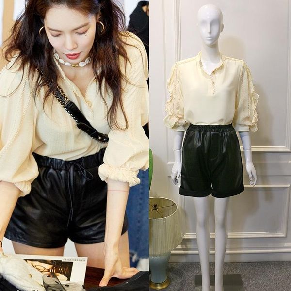 kpop 4minute kim hyun a summer fashion temperament hollow half-sleeve shirt +black loose shorts women two piece set dress, White
kpop 4minute kim hyun a summer fashion temperament hollow half-sleeve shirt +black loose shorts women two piece set dress, White