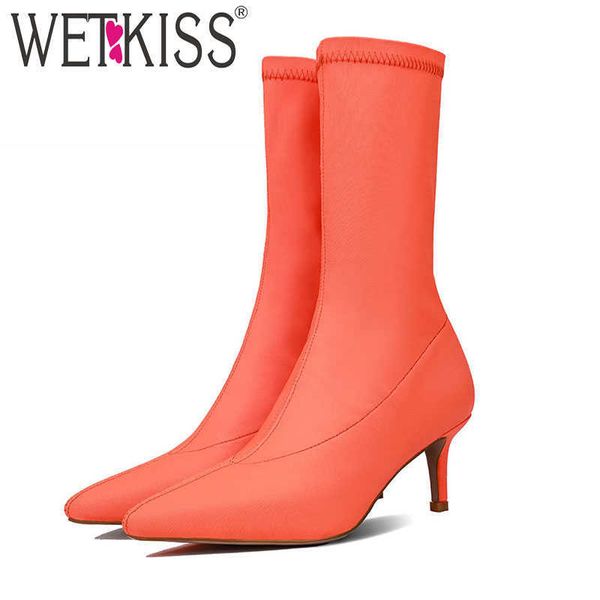 wetkiss high heels ankle boots women stretch lycra boots femme pointed toe shoes female party shoes autumn orange 210630, Black
wetkiss high heels ankle boots women stretch lycra boots femme pointed toe shoes female party shoes autumn orange 210630, Black