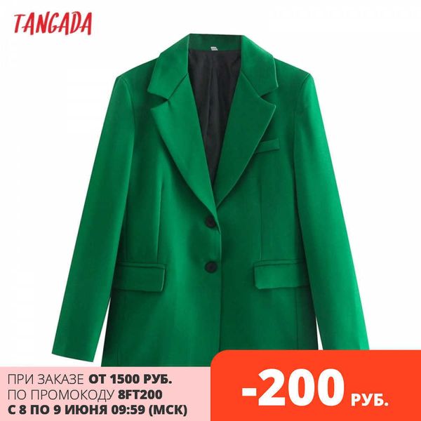 tangada women solid green blazer coat vintage notched collar pocket fashion female casual chic qd58 210609, White;black
tangada women solid green blazer coat vintage notched collar pocket fashion female casual chic qd58 210609, White;black