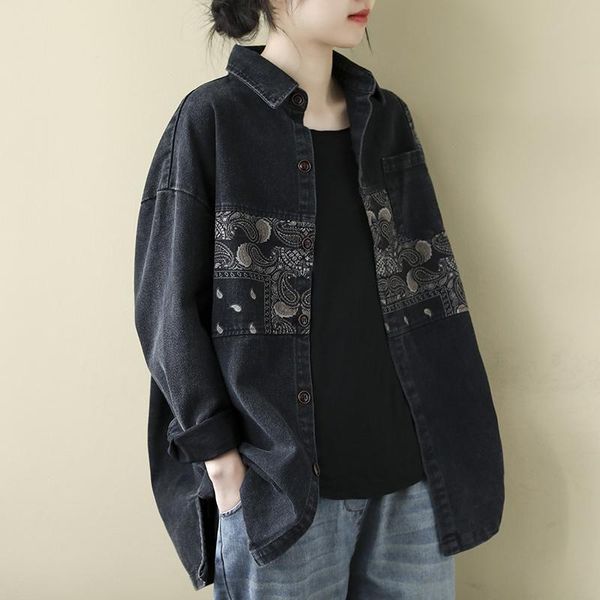 women's jackets denim jacket women oversized vintage clothes long shirt print stitch black jeans coats ladies casual 2021, Black;brown
women's jackets denim jacket women oversized vintage clothes long shirt print stitch black jeans coats ladies casual 2021, Black;brown