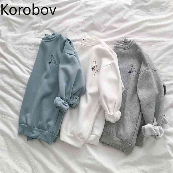 korobov autumn winter new fashion long sleeve women sweatshirts korean thick hooded cartoon female hoodies outwear 210430, Black
korobov autumn winter new fashion long sleeve women sweatshirts korean thick hooded cartoon female hoodies outwear 210430, Black