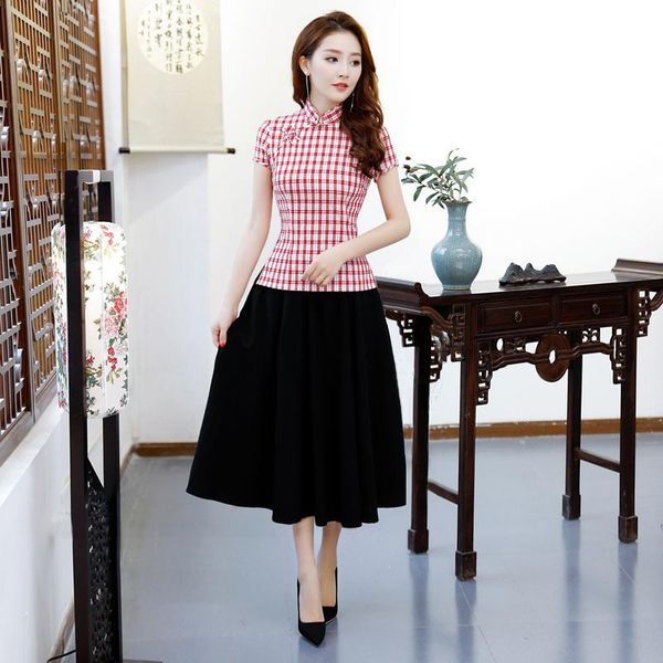 summer womens blouse skirt 2pc sets traditional chinese style short sleeve shirt mandarin collar cheongsam dress size s-xxxl women's tw, White
summer womens blouse skirt 2pc sets traditional chinese style short sleeve shirt mandarin collar cheongsam dress size s-xxxl women's tw, White
