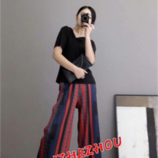 dresses pleated striped split elastic waist wide leg pants of fold, White
dresses pleated striped split elastic waist wide leg pants of fold, White