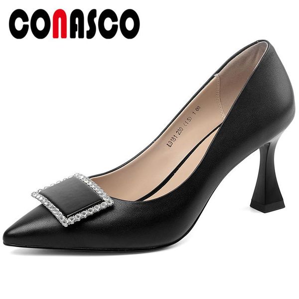 dress shoes conasco 2021 arrival woman pumps cow leather spring autumn office shallow rhinestone pointed toe thin heeled, Black
dress shoes conasco 2021 arrival woman pumps cow leather spring autumn office shallow rhinestone pointed toe thin heeled, Black