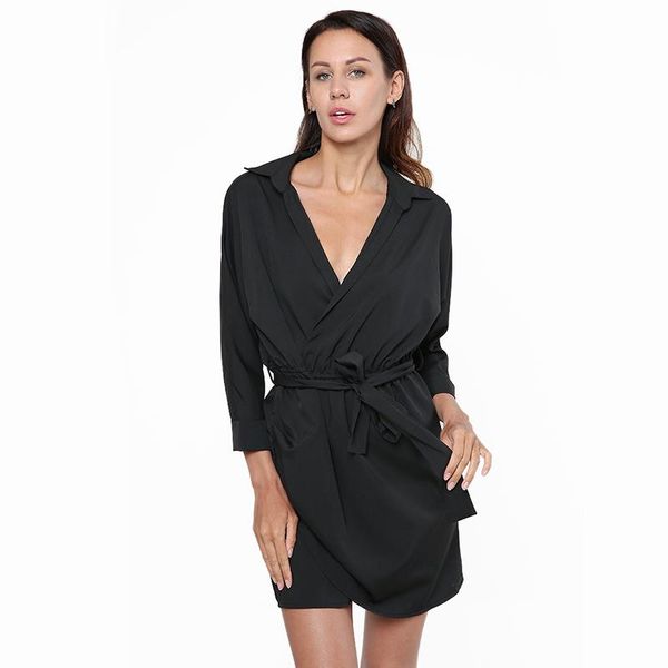 casual dresses women vintage dress irregular shirt loose long sleeve belt solid color clothing vestidos, Black;gray
casual dresses women vintage dress irregular shirt loose long sleeve belt solid color clothing vestidos, Black;gray