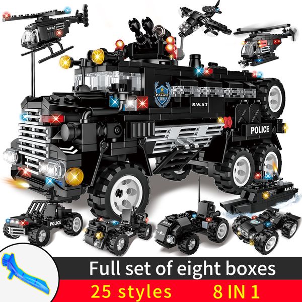 8 IN 1 SWAT City Police Series Building Blocks Car Toy ehicle Helicopter Bricks Block Toys for Children Boys Special Forces Team
8 IN 1 SWAT City Police Series Building Blocks Car Toy ehicle Helicopter Bricks Block Toys for Children Boys Special Forces Team