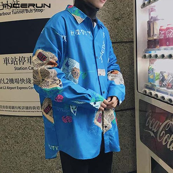 men's casual shirts incerun fashion printed shirt men lapel long sleeve loose blouse korean breathable high street hawaiian s-3xl1 hgsq, White;black
men's casual shirts incerun fashion printed shirt men lapel long sleeve loose blouse korean breathable high street hawaiian s-3xl1 hgsq, White;black