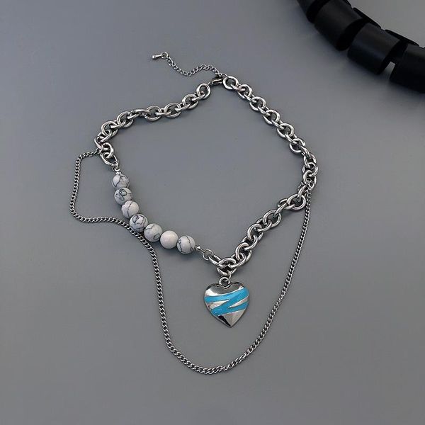 pendant necklaces double blue love heart pendants for female splicing chain heart-shaped korean style temperament hip hop clavicle, Silver
pendant necklaces double blue love heart pendants for female splicing chain heart-shaped korean style temperament hip hop clavicle, Silver