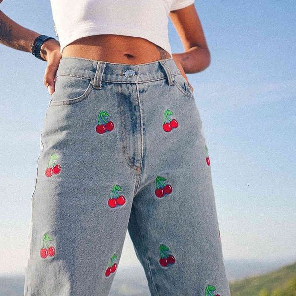 women's jeans cherry embroidery women harajuku vintage high waist y2k female pencil pants streetwear 2021 fashion casual denim tro, Blue
women's jeans cherry embroidery women harajuku vintage high waist y2k female pencil pants streetwear 2021 fashion casual denim tro, Blue