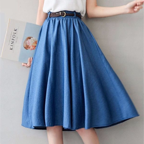 high waist midi jean skirt women elegant midi denim pleated skirt with belt korean style summer office ladies streetwear 210412, Black
high waist midi jean skirt women elegant midi denim pleated skirt with belt korean style summer office ladies streetwear 210412, Black