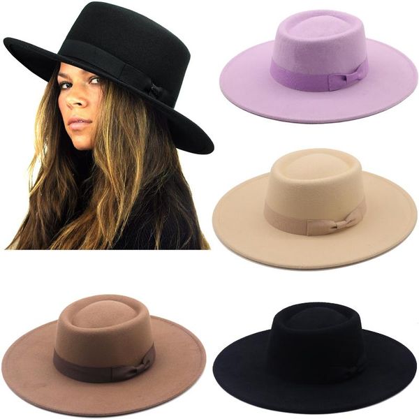 wide brim hats winter autumn imitation woolen women men ladies fedoras jazz european american round caps bowler bow flat cap, Blue;gray
wide brim hats winter autumn imitation woolen women men ladies fedoras jazz european american round caps bowler bow flat cap, Blue;gray