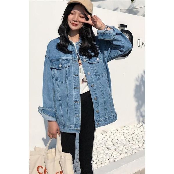 women's denim jacket 2021 korean style solid casual blue jackets autumn plus size loose jeans coats female, Black;brown
women's denim jacket 2021 korean style solid casual blue jackets autumn plus size loose jeans coats female, Black;brown