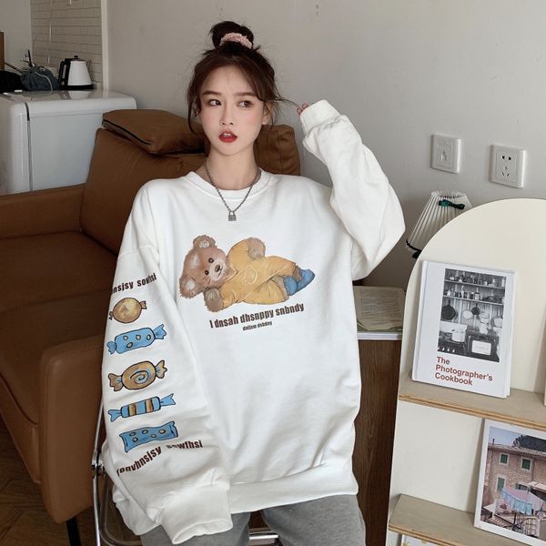 winter sweatshirt women's hooded jacket women tide bear lazy loose pullover sweatshirt coat outerwear college style 210422, Black
winter sweatshirt women's hooded jacket women tide bear lazy loose pullover sweatshirt coat outerwear college style 210422, Black