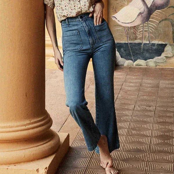 women's pants & capris pants retro denim women elegant zip pockets pantalon long lady high waist flared casual chic femme taille haute, Black;white
women's pants & capris pants retro denim women elegant zip pockets pantalon long lady high waist flared casual chic femme taille haute, Black;white