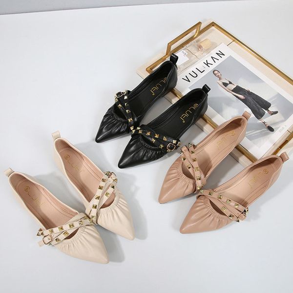 dress shoes rivets pointy toe flats ballet women folds widen shallow mouth loafers wrinkle buckle strap mary janes big size34-43 to0q, Black
dress shoes rivets pointy toe flats ballet women folds widen shallow mouth loafers wrinkle buckle strap mary janes big size34-43 to0q, Black
