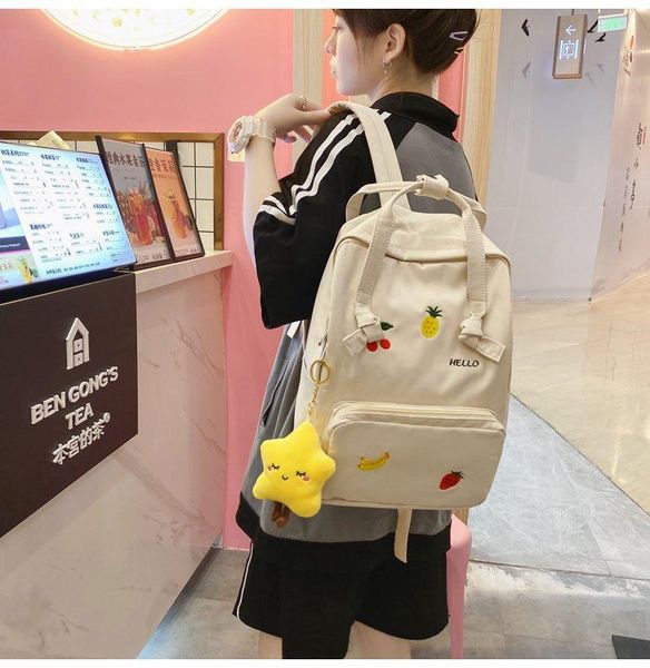 backpack lovely sweet creative embroidery fruit decorative girl college style versatile solid color student schoolbag
backpack lovely sweet creative embroidery fruit decorative girl college style versatile solid color student schoolbag