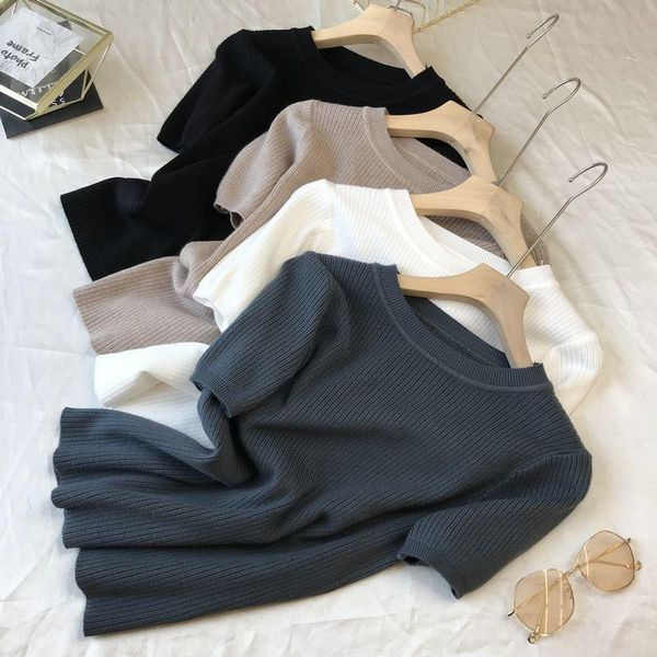 women's t-shirt women 2021 slim solid color chic female summer o-neck short sleeve casual basic knitted ladies tee x231, White
women's t-shirt women 2021 slim solid color chic female summer o-neck short sleeve casual basic knitted ladies tee x231, White