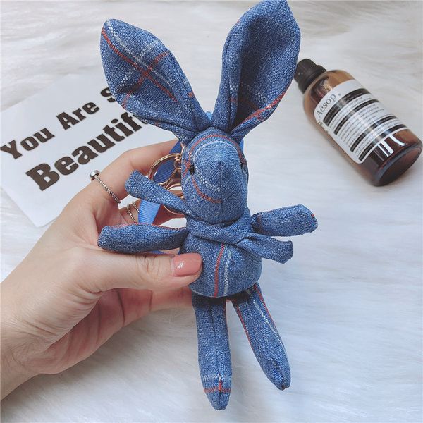 little fresh denim rabbit keychain lady cute hand doll creative car pendant, Silver
little fresh denim rabbit keychain lady cute hand doll creative car pendant, Silver