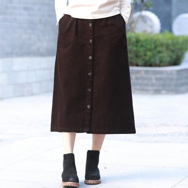 skirts women solid color loose elastic waist ladies corduroy button cotton female retro vintage casual 2021, Black
skirts women solid color loose elastic waist ladies corduroy button cotton female retro vintage casual 2021, Black