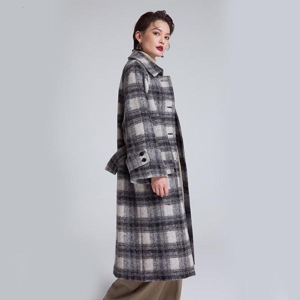 women's wool & blends autumn and winter coat european temperament beautiful lapel loose long plaid woolen s624, Black
women's wool & blends autumn and winter coat european temperament beautiful lapel loose long plaid woolen s624, Black