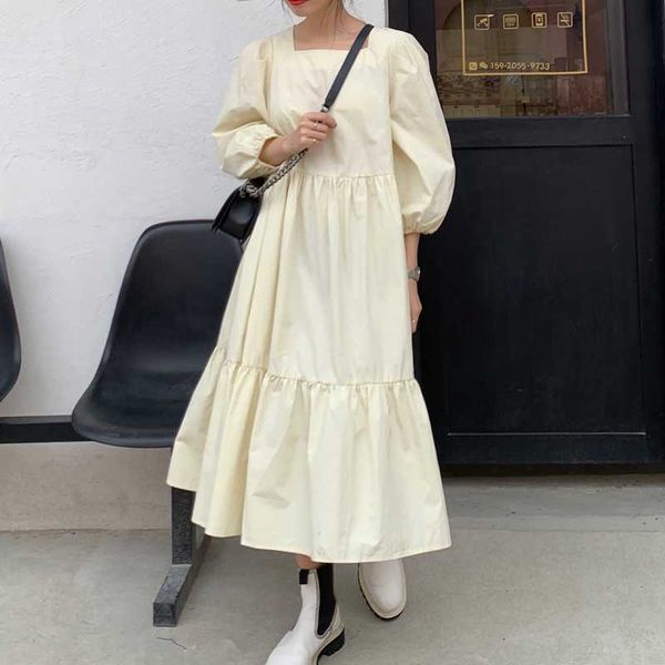 spring summer women casual dresses loose cotton summer dress slim solid puff sleeve long vestidos black apricot 210529, Black;gray
spring summer women casual dresses loose cotton summer dress slim solid puff sleeve long vestidos black apricot 210529, Black;gray