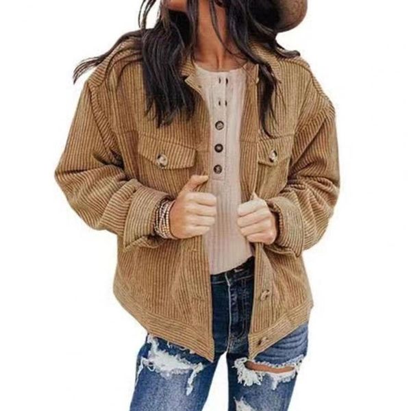 women's trench coats autumn corduroy ribbed long sleeve coat casual solid turn-down collar single breasted short female vintage jacket, Tan;black
women's trench coats autumn corduroy ribbed long sleeve coat casual solid turn-down collar single breasted short female vintage jacket, Tan;black