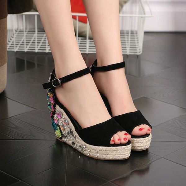 bohemian ethnic style platform wedge sandals summer fish mouth shoes waterproof high heel women's non-slip, Black
bohemian ethnic style platform wedge sandals summer fish mouth shoes waterproof high heel women's non-slip, Black