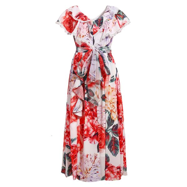 2021 spring summer female red camellias flower elegant printing temperament holiday party medium length with belt, Black;gray
2021 spring summer female red camellias flower elegant printing temperament holiday party medium length with belt, Black;gray