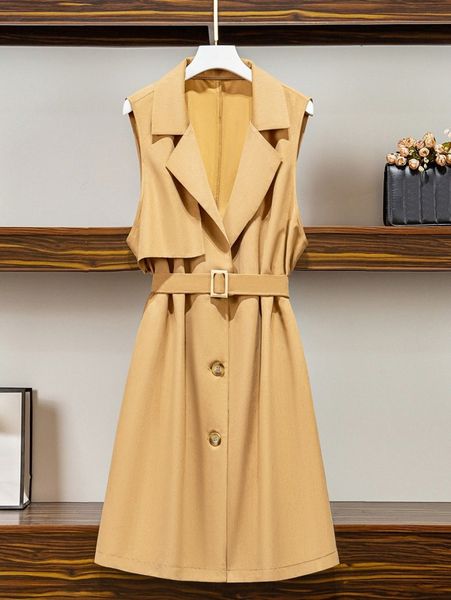 plus lapel neck sleeveless belted coat t5kk#, Black
plus lapel neck sleeveless belted coat t5kk#, Black