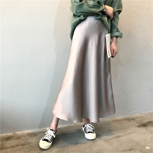 women silk satin skirt spring autumn new high waist retro long skirt chic style a-line elegant women's skirts elegant ladies 210412, Black
women silk satin skirt spring autumn new high waist retro long skirt chic style a-line elegant women's skirts elegant ladies 210412, Black