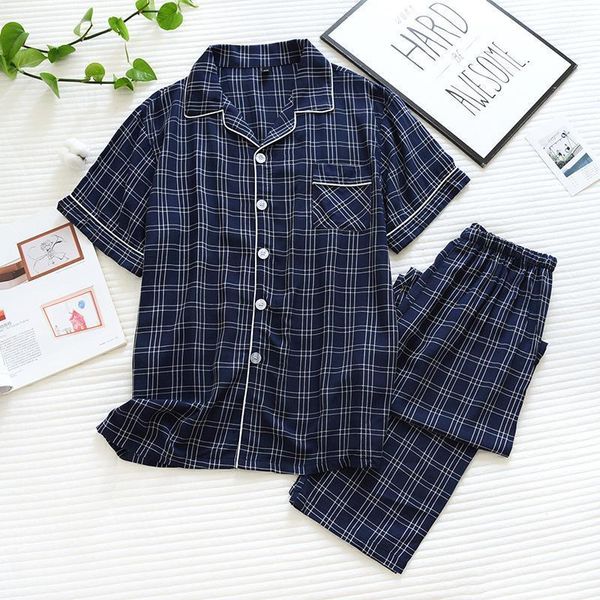men's sleepwear men 2pcs pajamas set plaid cotton sleep suit shirt&pants blue home clothes casual long sleeve nightwear pijamas, Black;brown
men's sleepwear men 2pcs pajamas set plaid cotton sleep suit shirt&pants blue home clothes casual long sleeve nightwear pijamas, Black;brown