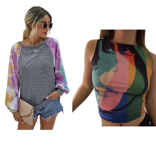 women's t-shirt 1 pcs tie-dye long-sleeve stitching blouse bat sleeve xl gray & retro painting print y2k tank, White
women's t-shirt 1 pcs tie-dye long-sleeve stitching blouse bat sleeve xl gray & retro painting print y2k tank, White