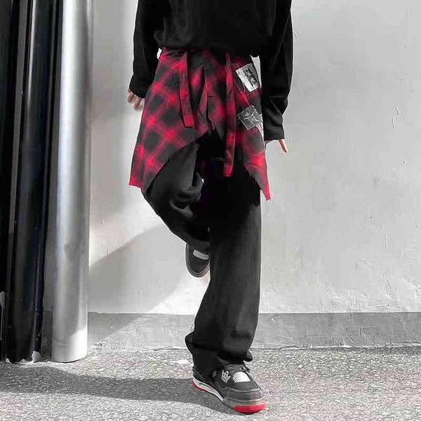 men's pants see style two sliced chess shirts brim of men harajuku oversize straight streetwear casaual denim 36kr, Black
men's pants see style two sliced chess shirts brim of men harajuku oversize straight streetwear casaual denim 36kr, Black