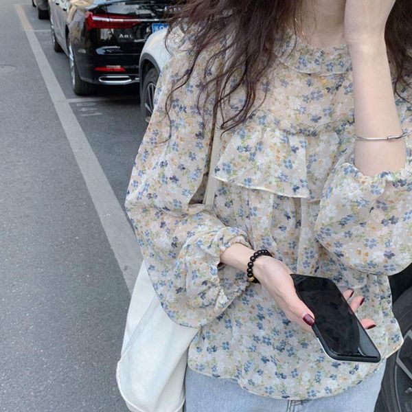 women's blouses & shirts french vintage blouse women chiffon floral full sleeve design thin casual o-neck office beach 2021 summer kore, White
women's blouses & shirts french vintage blouse women chiffon floral full sleeve design thin casual o-neck office beach 2021 summer kore, White