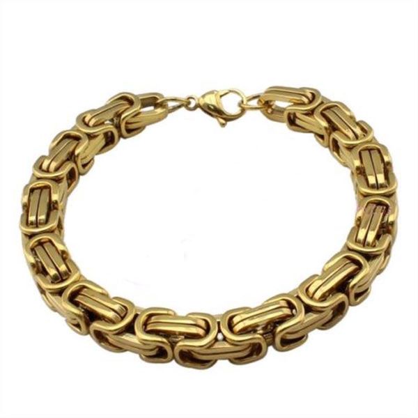 link, chain 8.85" 8mm gold stainless steel bracelet men punk rock jewelry pulseira masculina byzantine link bracelets, Black
link, chain 8.85" 8mm gold stainless steel bracelet men punk rock jewelry pulseira masculina byzantine link bracelets, Black