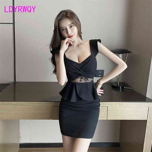 ldyrwqy summer lotus leaf sleeve low-cut waist bag hip ladies halter female dress office lady sheath 210603, Black;gray
ldyrwqy summer lotus leaf sleeve low-cut waist bag hip ladies halter female dress office lady sheath 210603, Black;gray