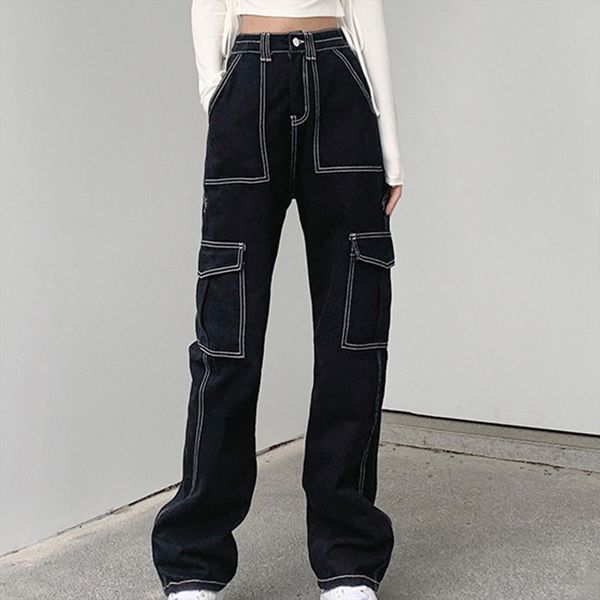 pockets patchwork baggy open stitch womens pant straight jeans streetwear high waist denim trouser loose cargo pants harajuku, Black;white
pockets patchwork baggy open stitch womens pant straight jeans streetwear high waist denim trouser loose cargo pants harajuku, Black;white