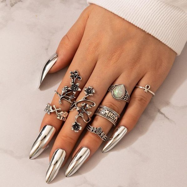 wedding rings 7pcs/sets bohemian flower elephant geometric crystal for women holiday beach jewelry aesthetic accessories joint, Slivery;golden
wedding rings 7pcs/sets bohemian flower elephant geometric crystal for women holiday beach jewelry aesthetic accessories joint, Slivery;golden