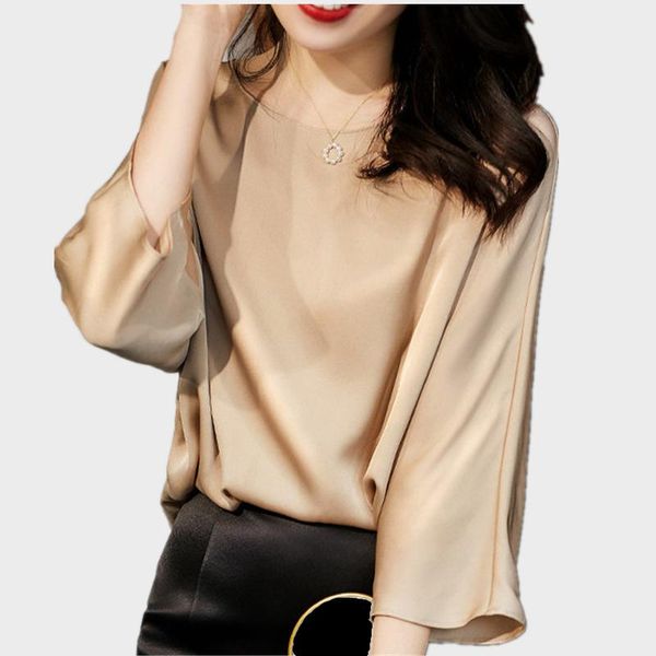 women's blouses & shirts summer women smooth satinemperament loose o-neck fashion large size blusas mm0275, White
women's blouses & shirts summer women smooth satinemperament loose o-neck fashion large size blusas mm0275, White