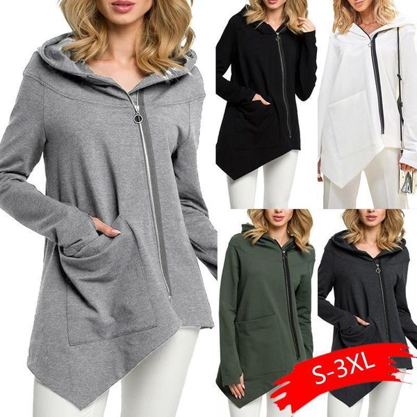 women's jackets women irregular 2021 autumn and winter zipper female hooded outwear coats warm long sleeve top, Black;brown
women's jackets women irregular 2021 autumn and winter zipper female hooded outwear coats warm long sleeve top, Black;brown