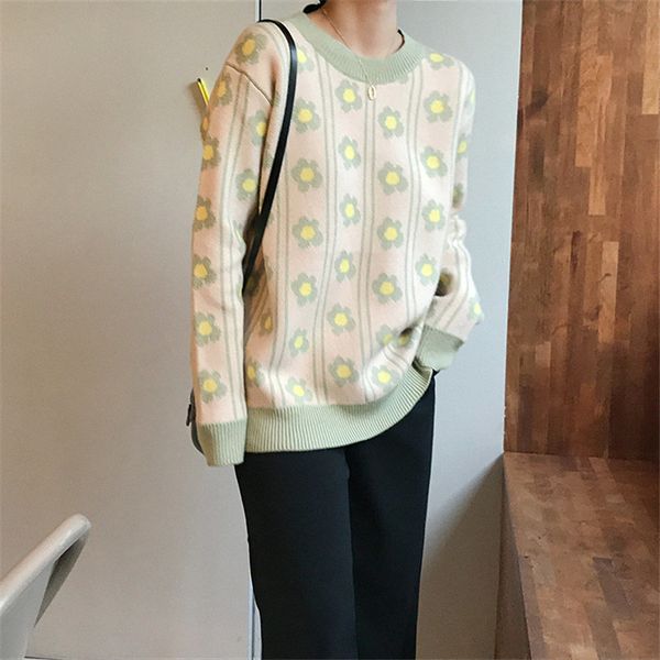 girls thicken patchwork floral soft warm fresh casual fashion pullovers knitted loose sweet women streetwear sweaters 210421, White;black
girls thicken patchwork floral soft warm fresh casual fashion pullovers knitted loose sweet women streetwear sweaters 210421, White;black