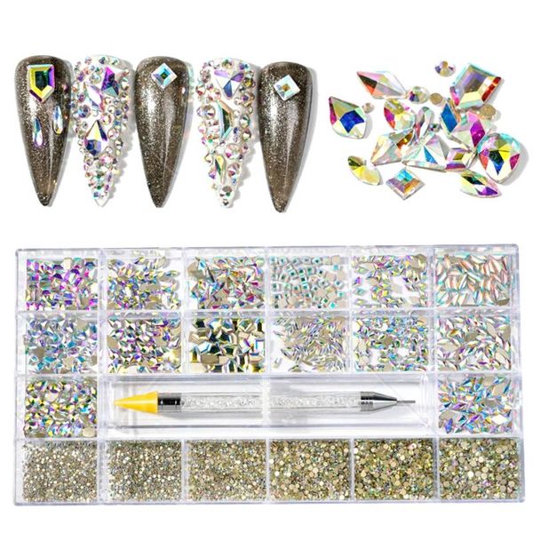 nail art decorations 27rc 21 grids glass decoration kit multi shapes with dual-ended dotting picker set nails supplies accessories decor diy, Silver;gold
nail art decorations 27rc 21 grids glass decoration kit multi shapes with dual-ended dotting picker set nails supplies accessories decor diy, Silver;gold