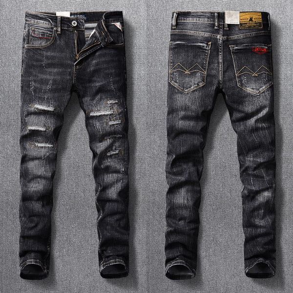 italian vintage fashion men jeans retro black gray slim ripped streetwear patchwork designer hip hop denim punk pants men's, Blue
italian vintage fashion men jeans retro black gray slim ripped streetwear patchwork designer hip hop denim punk pants men's, Blue