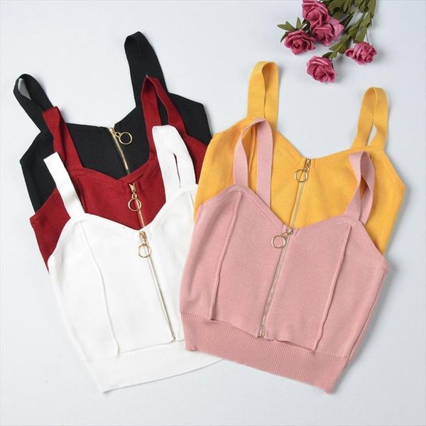 crop club women cami zipper knitted camisole with hole female tank ladies sleeveless solid strap clothes, White
crop club women cami zipper knitted camisole with hole female tank ladies sleeveless solid strap clothes, White