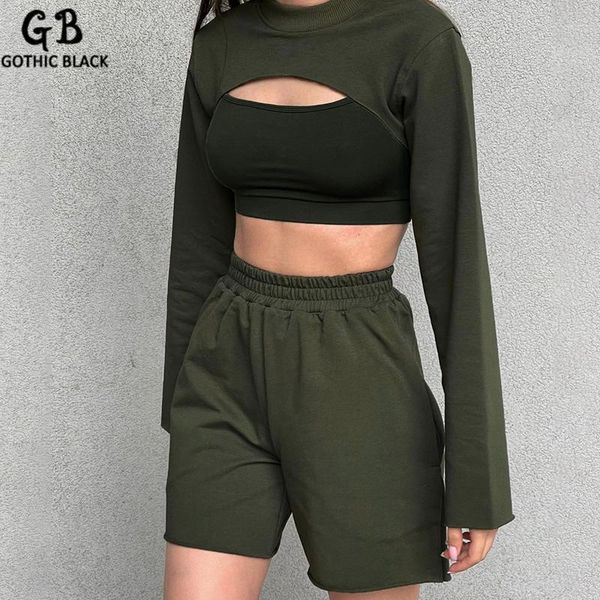 women's tracksuits gothblack 3 piece set solid causal sport slim long sleeve loose high waist short pants simple streetwear women o, Gray
women's tracksuits gothblack 3 piece set solid causal sport slim long sleeve loose high waist short pants simple streetwear women o, Gray